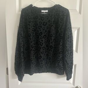 New Directions Black Animal Print Top